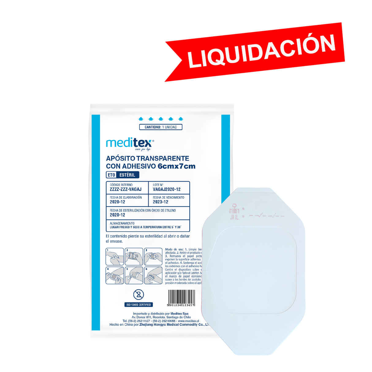 Apósito adhesivo transparente 6cm x 7cm estéril