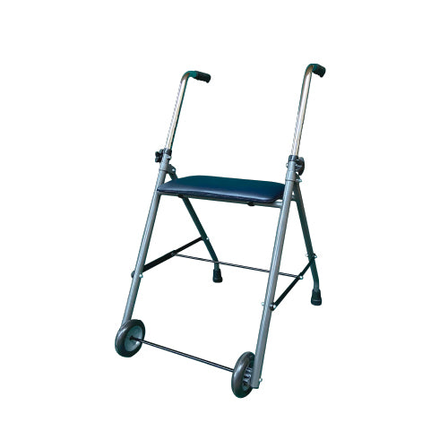 Andador con dos ruedas y sillín