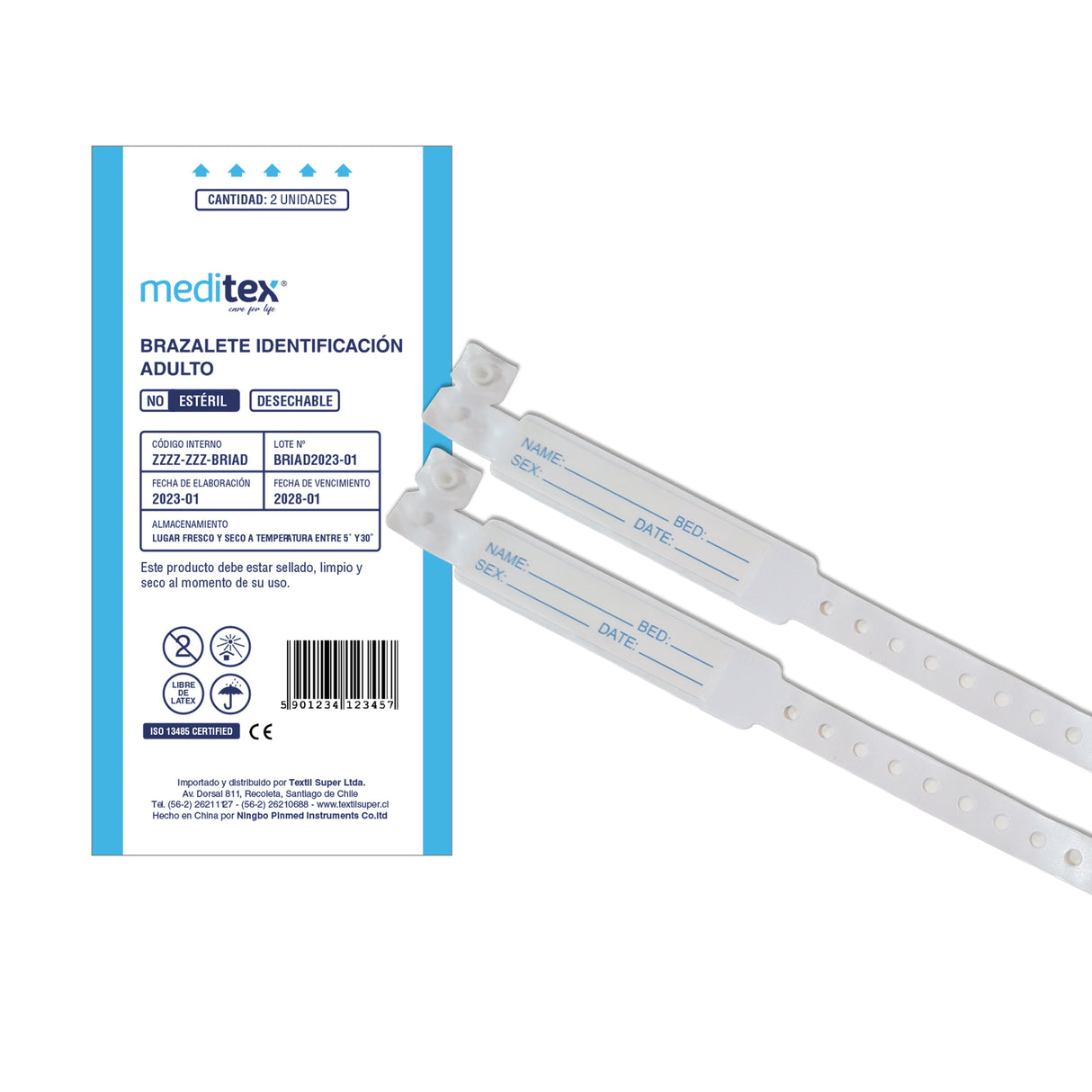 Brazalete de identificación adulto no estéril