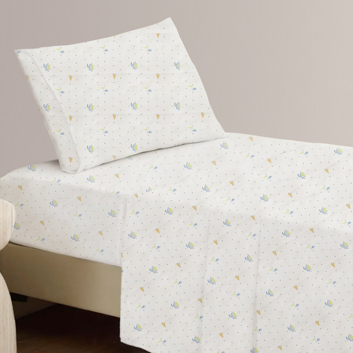 Sábanas 1 plaza estampado elefante 144 hilos