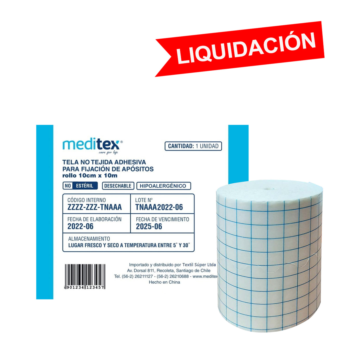 Tela no tejida adhesiva rollo 10cm x 10mt