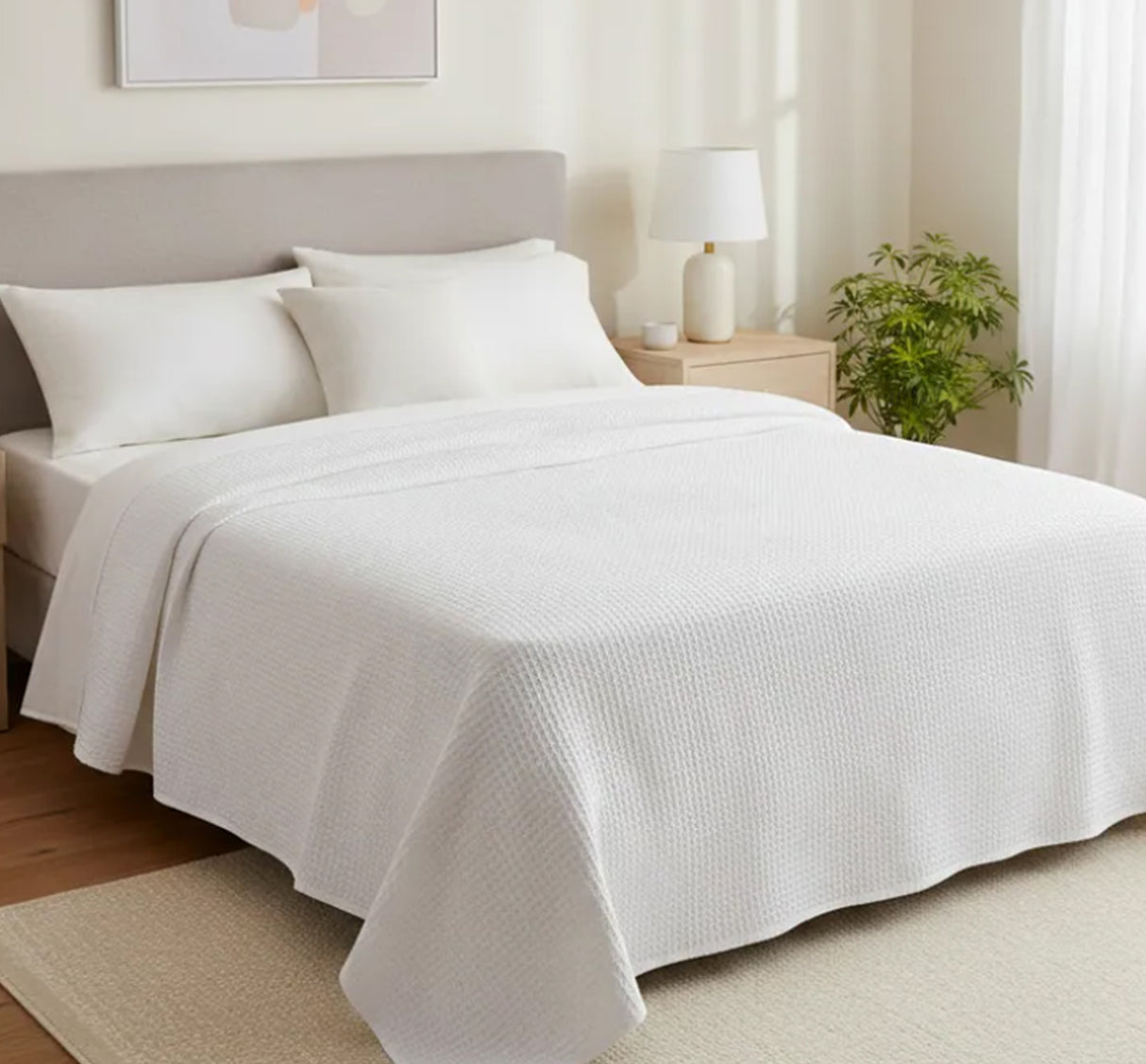 Colcha piqué waffle blanco 2 plazas